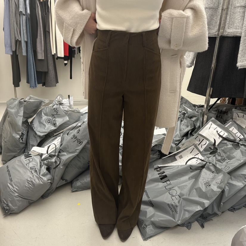 MER東大門㊣直郵女裝新品25秋冬真品休閑推薦時尚休閑褲燈心絨MER/ANGELO BIANCO休閑褲圖色2