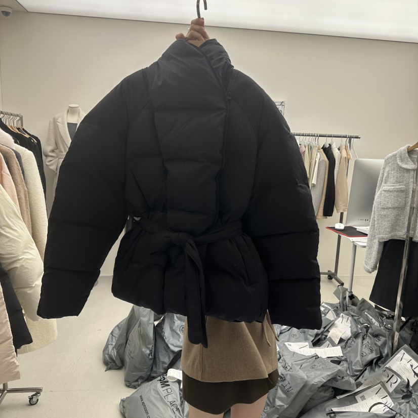 MER東大門㊣代購女士新款時尚人氣25秋冬真品短款羽絨服含腰帶MER/ANGELO BIANCO短款羽絨服圖色2