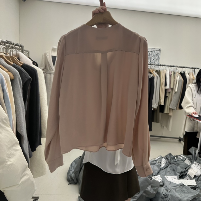 MER韓國代購㊣女裝新款休閑人氣推薦時尚職業熱賣襯衫蕾絲衫MER/ANGELO BIANCO襯衫/蕾絲衫