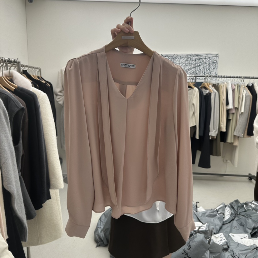 MER韓國代購㊣女裝新款休閑人氣推薦時尚職業熱賣襯衫蕾絲衫MER/ANGELO BIANCO襯衫/蕾絲衫圖色2