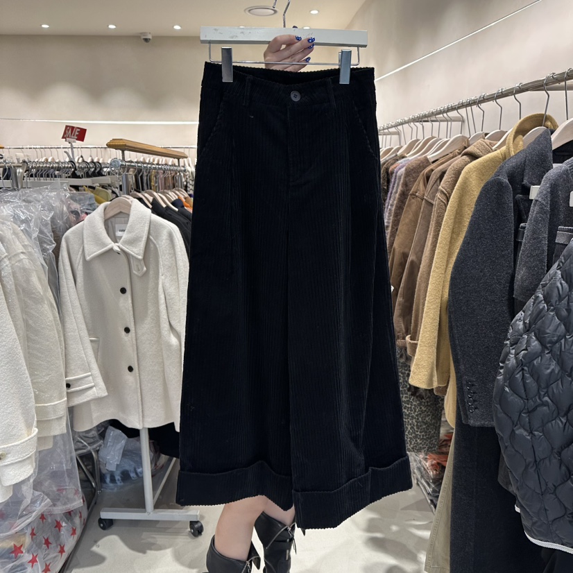 CREME BRULEE東大門㊣代購女士新品休閑人氣時尚休閑褲燈芯絨CREME BRULEE/DH休閑褲圖色2黑色