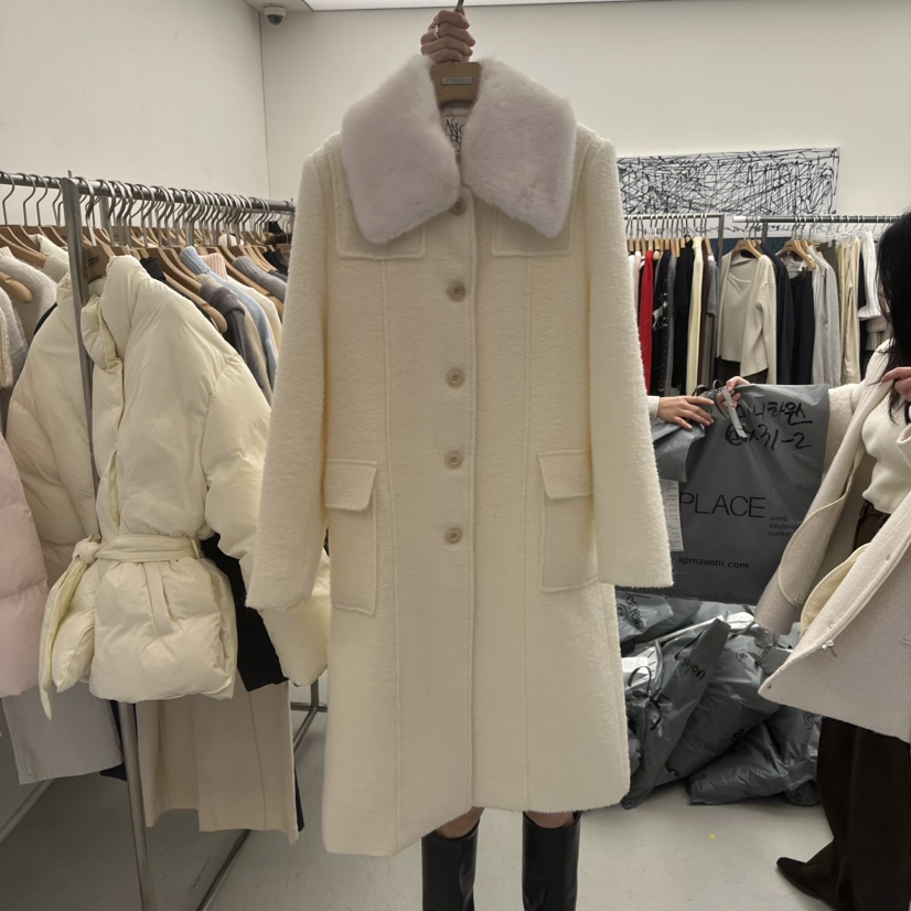 MER東大門㊣直郵女士新品休閑人氣職業熱賣25秋冬中長款大衣羊毛MER/ANGELO BIANCO中長款大衣圖色1