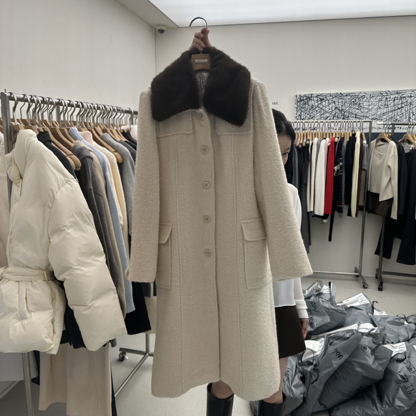 MER東大門㊣直郵女士新品休閑人氣職業熱賣25秋冬中長款大衣羊毛MER/ANGELO BIANCO中長款大衣圖色2