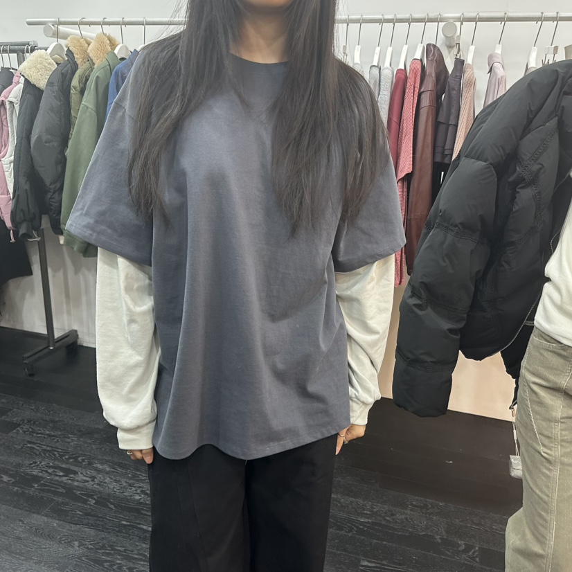 AIME HOPE MAKE韓國代購㊣女裝新品25秋冬職業長袖T恤假兩件AIME HOPE MAKE長袖T恤圖色2