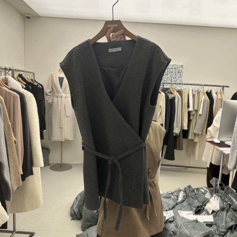 MER東大門㊣實拍女士新款人氣推薦職業25秋冬馬甲不含內搭含腰繩MER/ANGELO BIANCO馬甲圖色2