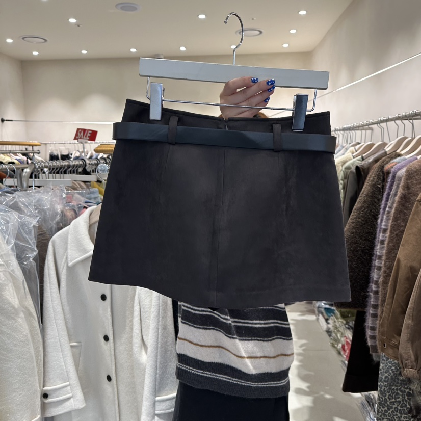 CREME BRULEE東大門㊣實拍女士新品休閑職業裙褲含腰帶燈心絨CREME BRULEE/DH裙褲