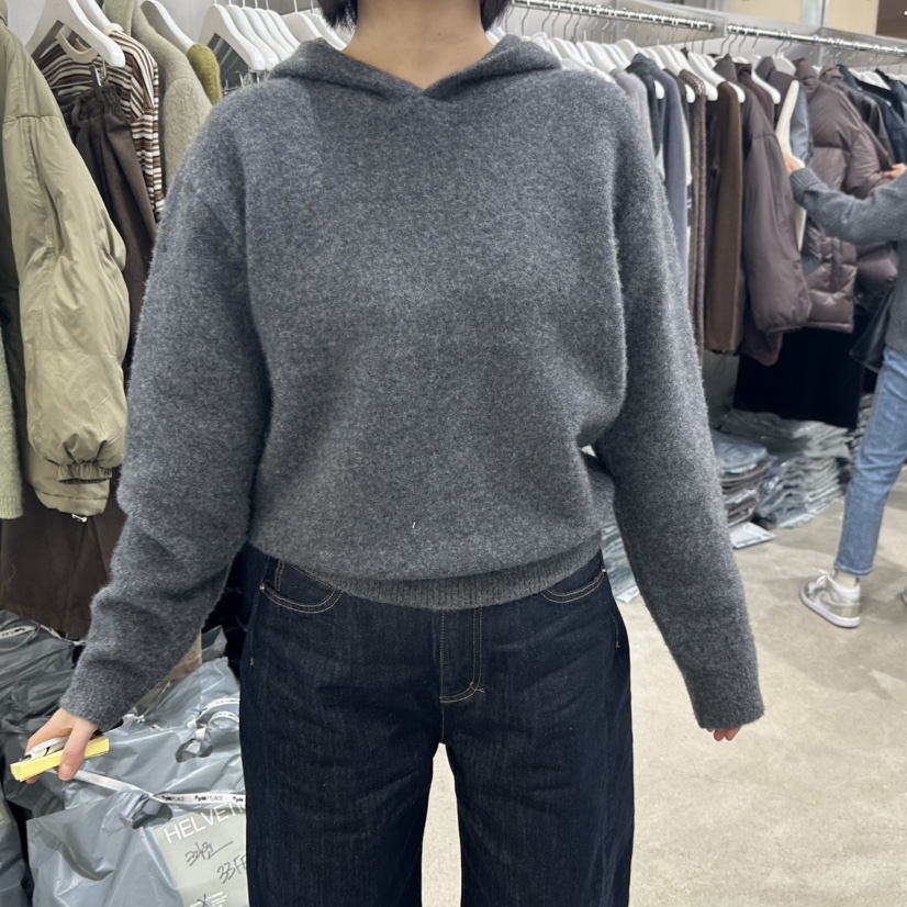 HELVETICA東大門㊣實拍女裝新品人氣推薦職業25秋冬針織衫連帽衫HELVETICA針織衫圖色2