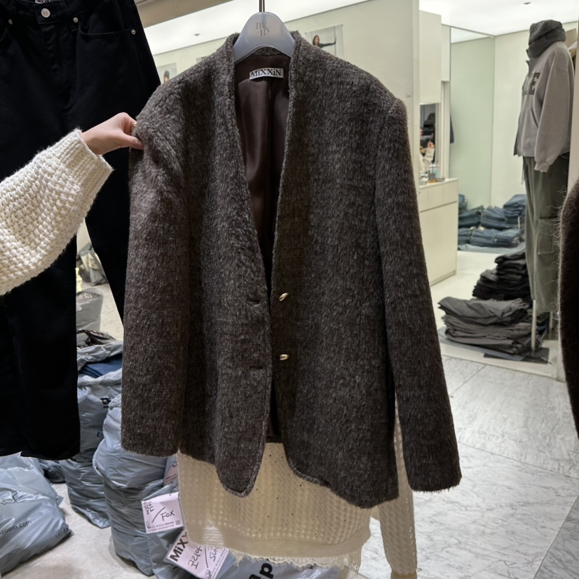 MIXXIN東大門㊣代購女裝新品人氣推薦真品休閑25秋冬夾克羊毛MIXXIN夾克