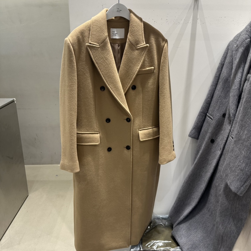 THE SECOND GROW東大門㊣直郵女士新品休閑中長款大衣雙排扣羊絨THE SECOND GROW中長款大衣