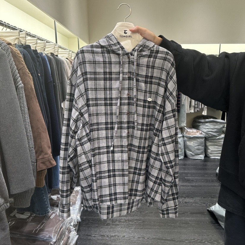 TOMGIRL東大門㊣直郵女裝新款熱賣推薦襯衫蕾絲衫連帽衫格子TOMGIRL襯衫/蕾絲衫
