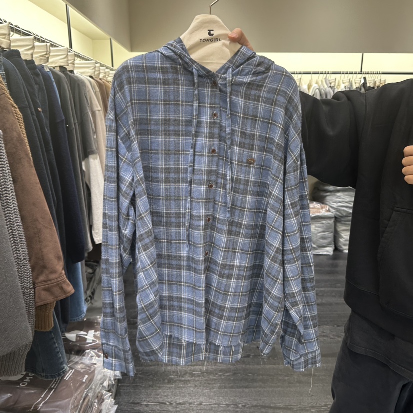 TOMGIRL東大門㊣直郵女裝新款熱賣推薦襯衫蕾絲衫連帽衫格子TOMGIRL襯衫/蕾絲衫圖色2