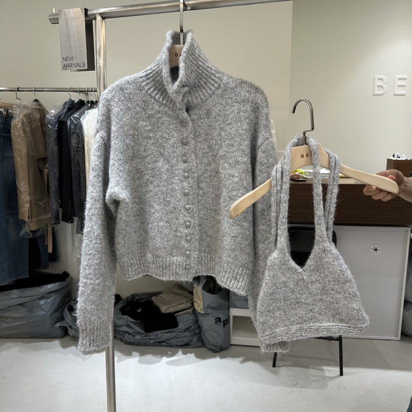 BES東大門㊣代購女裝新款25秋冬休閑熱賣推薦針織衫含包套裝BES SEOUL針織衫圖色2