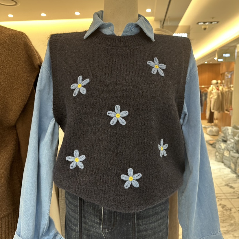 RICH SISTER東大門㊣代購女士新款人氣吊帶背心不含內搭刺繡RICH SISTER吊帶/背心圖色2