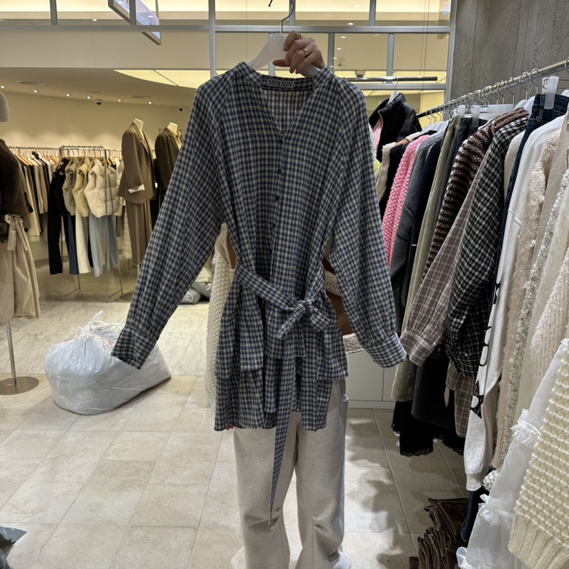 MIXXIN韓國直郵㊣女士新品熱賣人氣休閑真品推薦連衣裙含腰帶MIXXIN連衣裙圖色2