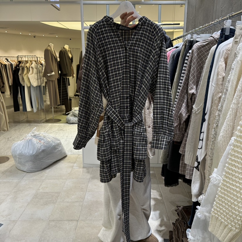 MIXXIN韓國直郵㊣女士新品熱賣人氣休閑真品推薦連衣裙含腰帶MIXXIN連衣裙圖色3