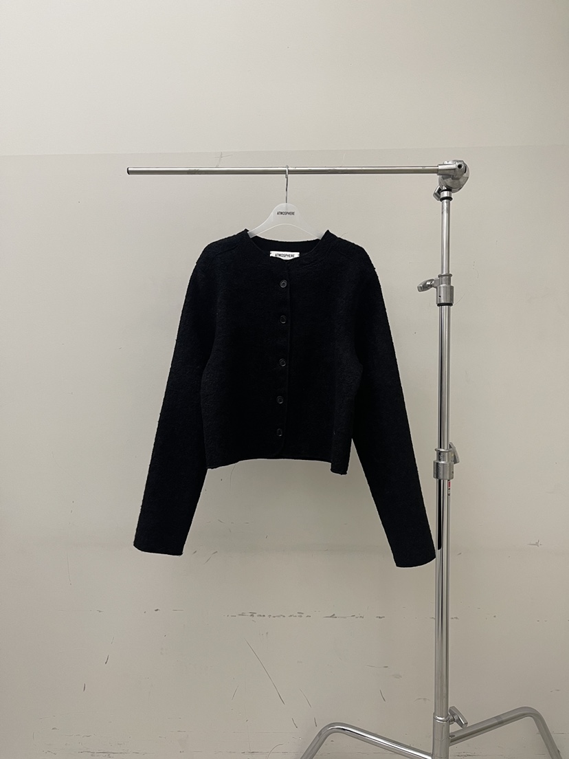 ATMOSPHERE韓國代購㊣女裝新款推薦時尚休閑熱賣真品夾克羊駝ATMOSPHERE/BLING夾克圖色3黑