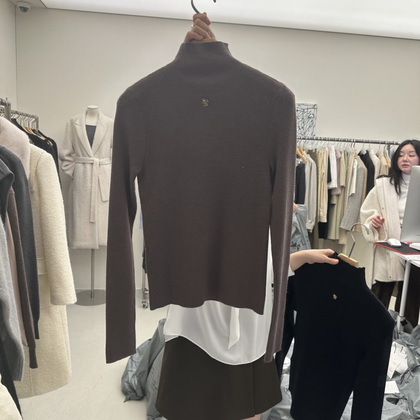 MER韓國代購㊣女裝新款推薦時尚熱賣真品職業休閑針織衫高領MER/ANGELO BIANCO針織衫