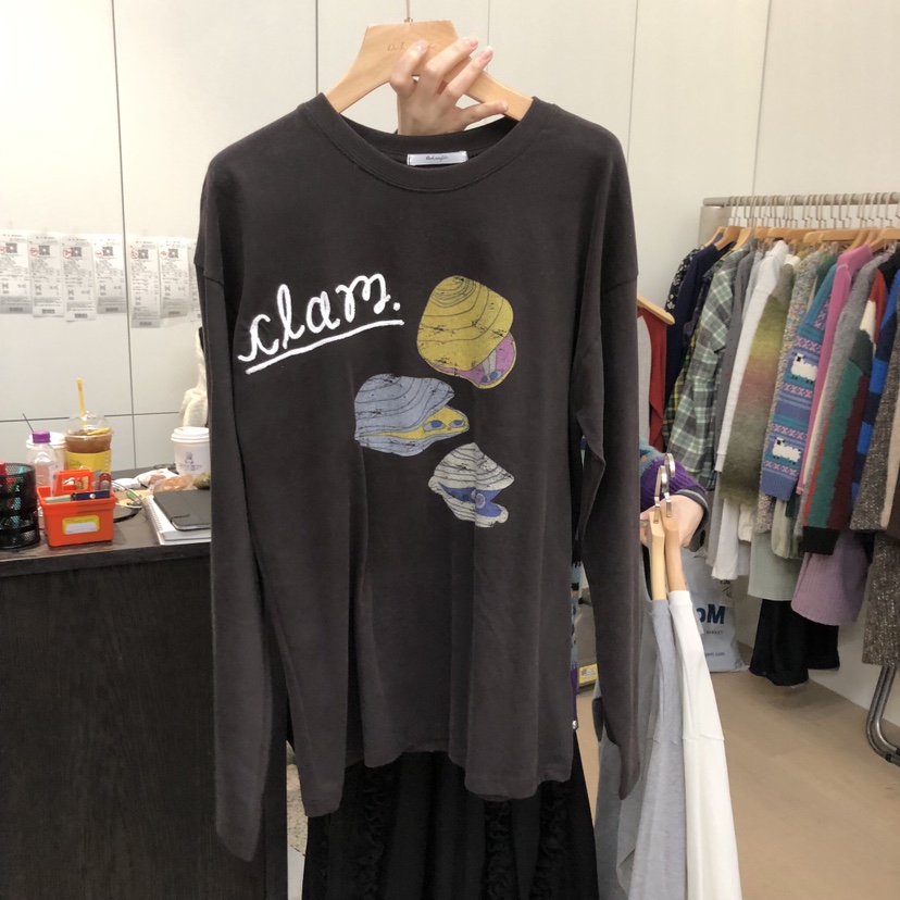 DOHWAJI東大門㊣直郵女士新款時尚推薦職業休閑長袖T恤刺繡DOHWAJI長袖T恤圖色3