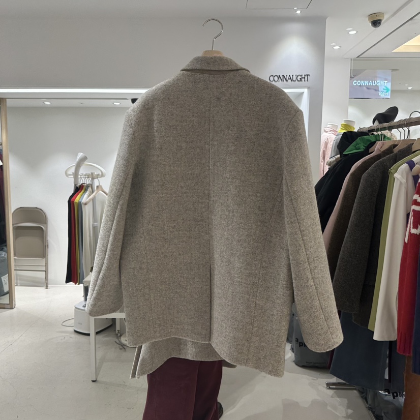 DAILYJUD東大門㊣代購女裝新品人氣真品休閑短款大衣人字紋CONNAUGHT短款大衣