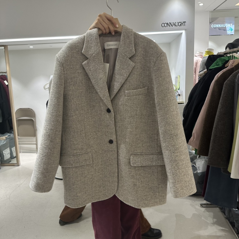 DAILYJUD東大門㊣代購女裝新品人氣真品休閑短款大衣人字紋CONNAUGHT短款大衣