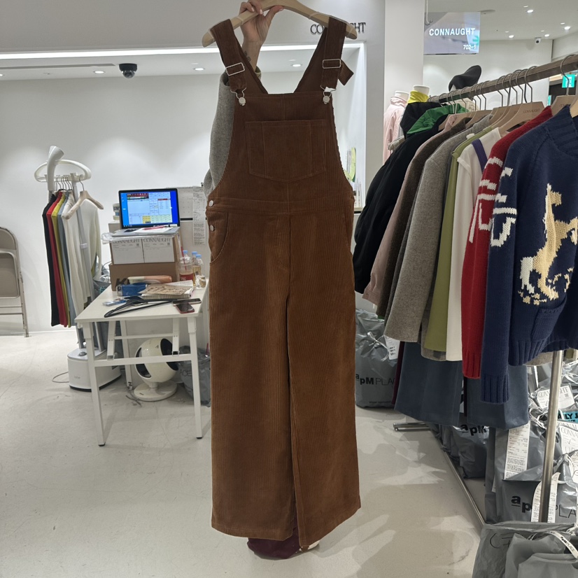 DAILYJUD東大門㊣直郵女裝新款職業熱賣25秋冬背帶褲燈芯絨CONNAUGHT背帶褲