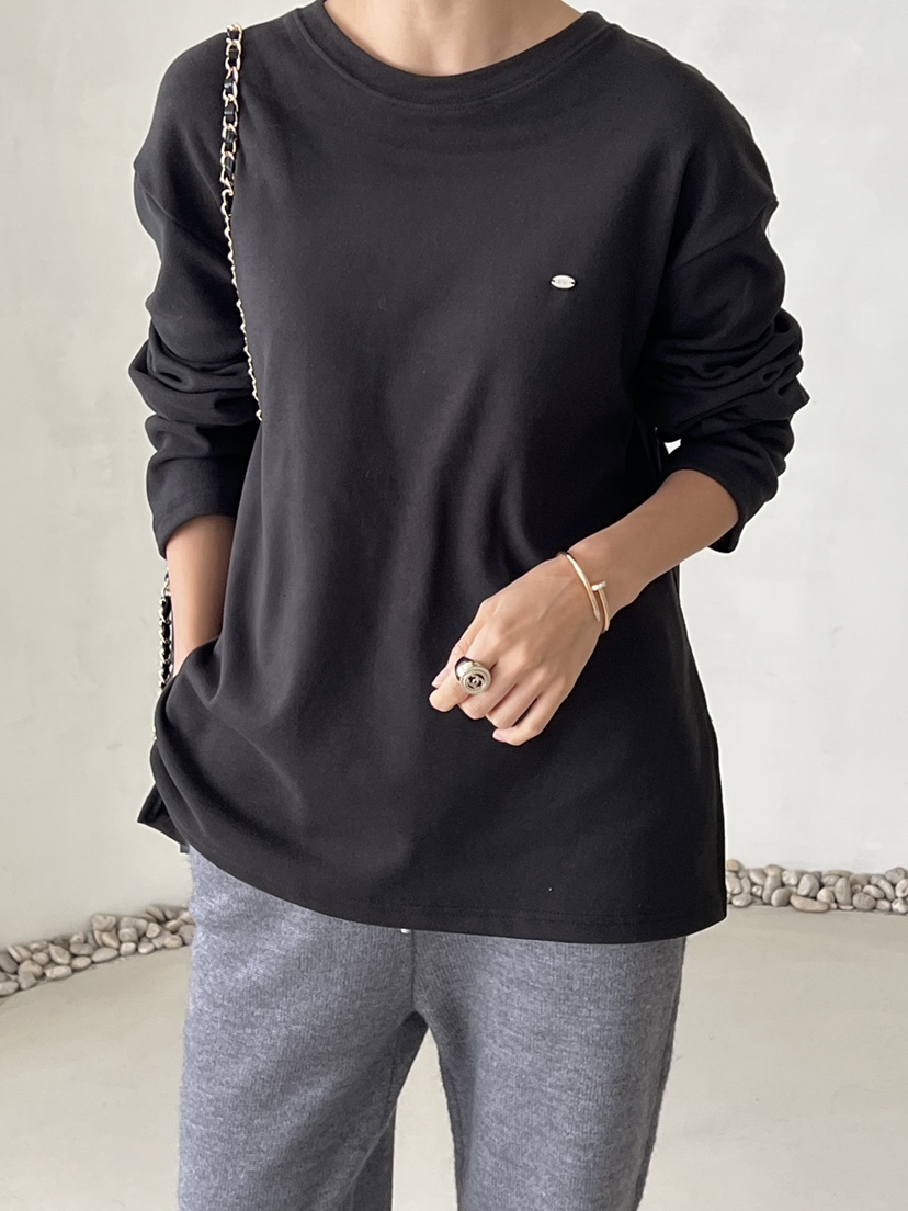 DEMAR東大門㊣代購女士新款25秋冬休閑真品人氣時尚長袖T恤DEMAR長袖T恤圖色2黑