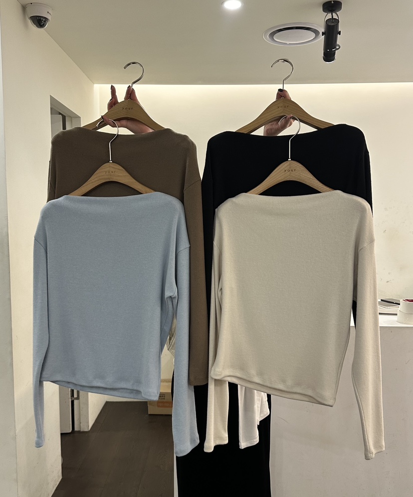YOUR-P韓國代購㊣女裝新品人氣真品25秋冬長袖T恤羊毛船領YOUR-P長袖T恤