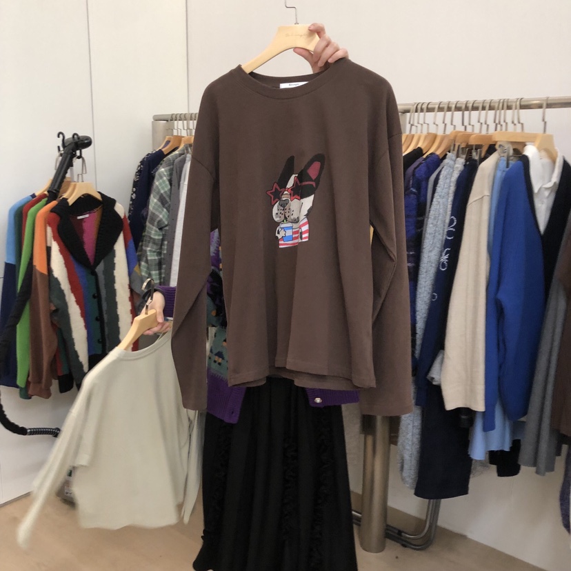 DOHWAJI韓國代購㊣女裝新品25秋冬推薦人氣職業休閑長袖T恤DOHWAJI長袖T恤圖色2