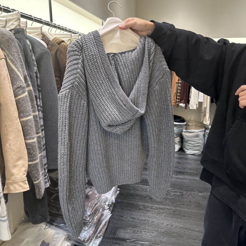 TOMGIRL東大門㊣代購女裝新品人氣推薦職業針織衫連帽針織衫TOMGIRL針織衫