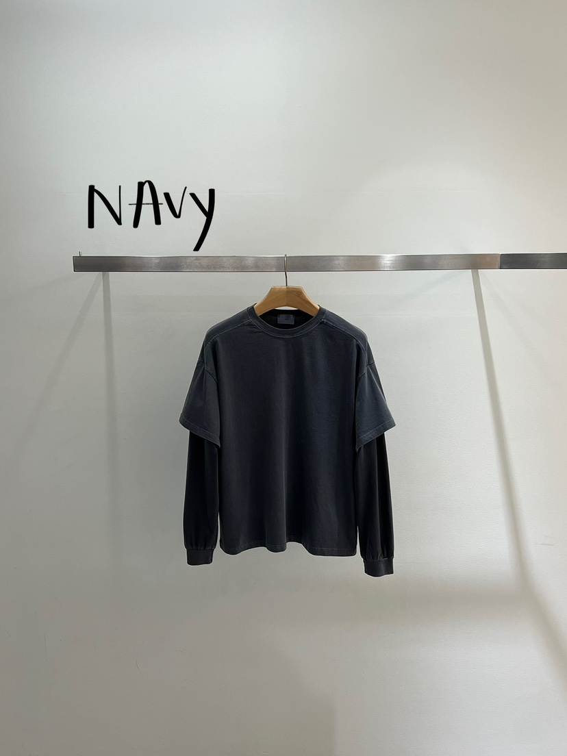 ONESTASTE韓國代購㊣女裝新品推薦25秋冬真品時尚人氣長袖T恤TASTE/ONESTASTE長袖T恤圖色3深藍色