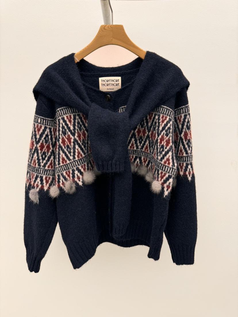 THORE東大門㊣直郵女裝新款時尚熱賣毛衣含圍巾保暖套裝貂皮THORE毛衣圖色3