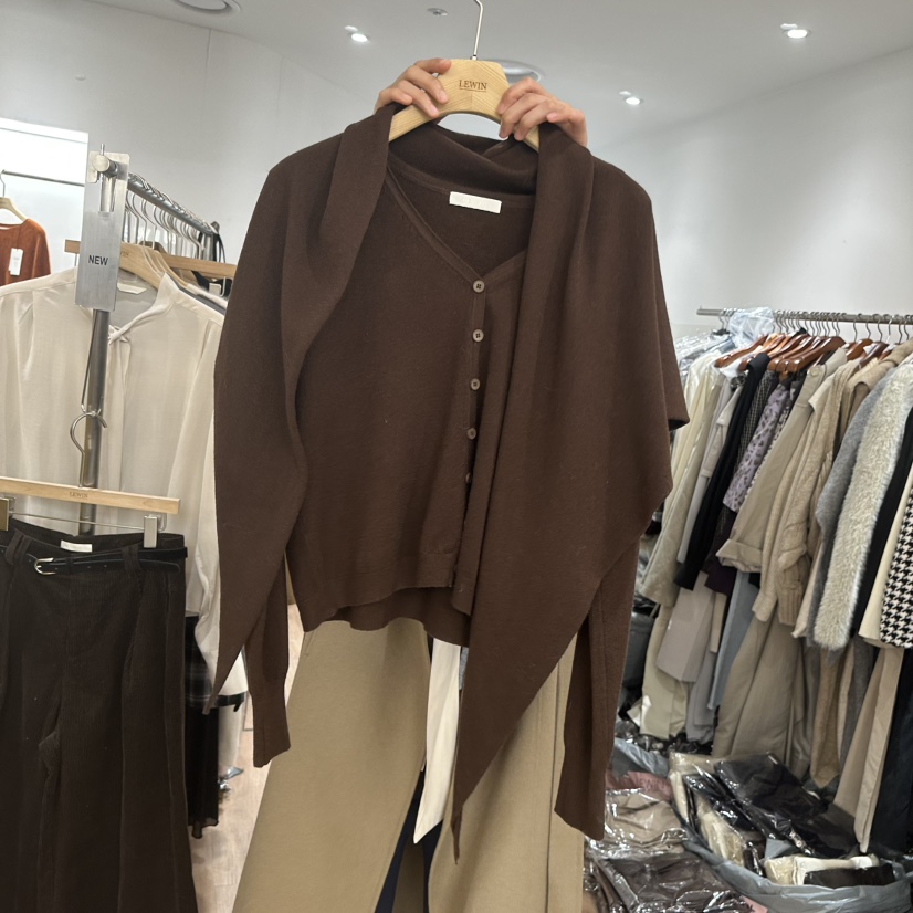 LEWIN東大門㊣直郵女士新品時尚熱賣真品套裝含圍巾兩件套開衫LEWIN套裝圖色2