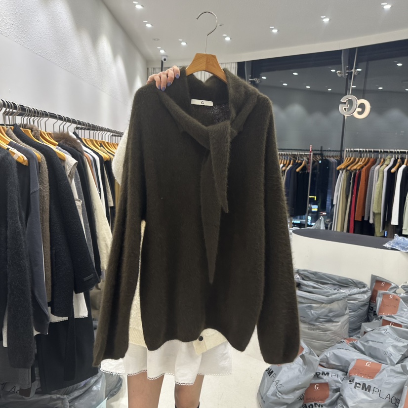 TREND SELLER/G韓國代購㊣女裝新品熱賣25秋冬毛衣含圍巾G/TREND SELLER毛衣圖色2