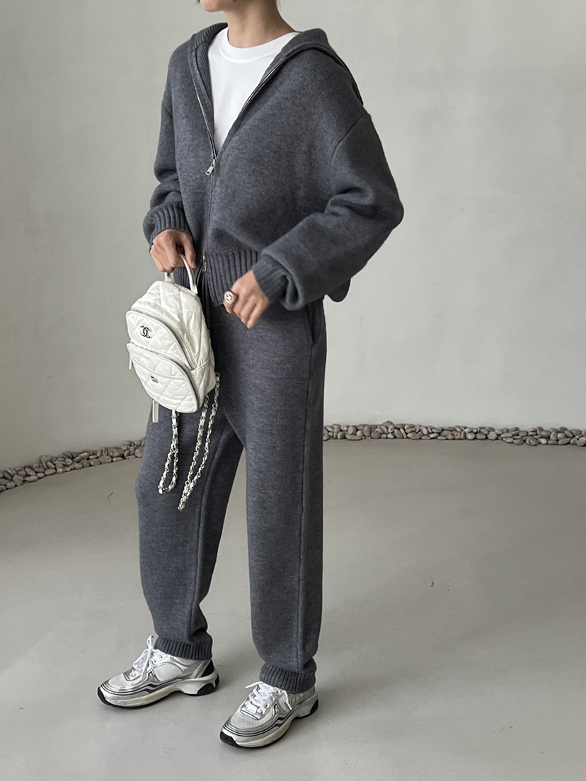 DEMAR韓國代購㊣女士新品熱賣推薦時尚真品休閑褲針織褲保暖DEMAR休閑褲