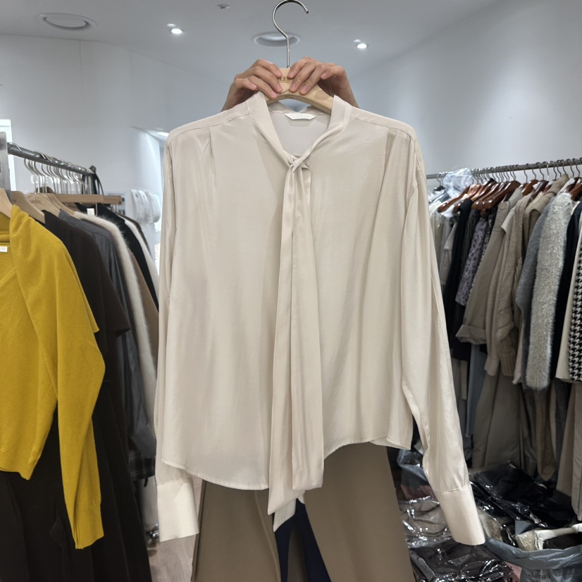 LEWIN東大門㊣實拍女士新款25秋冬時尚人氣熱賣襯衫蕾絲衫系帶LEWIN襯衫/蕾絲衫