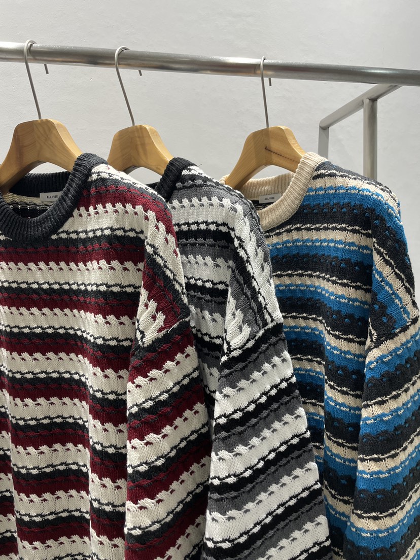 ALLVIBE韓國代購㊣女士新品職業25秋冬真品推薦熱賣針織衫條紋ALLVIBE針織衫