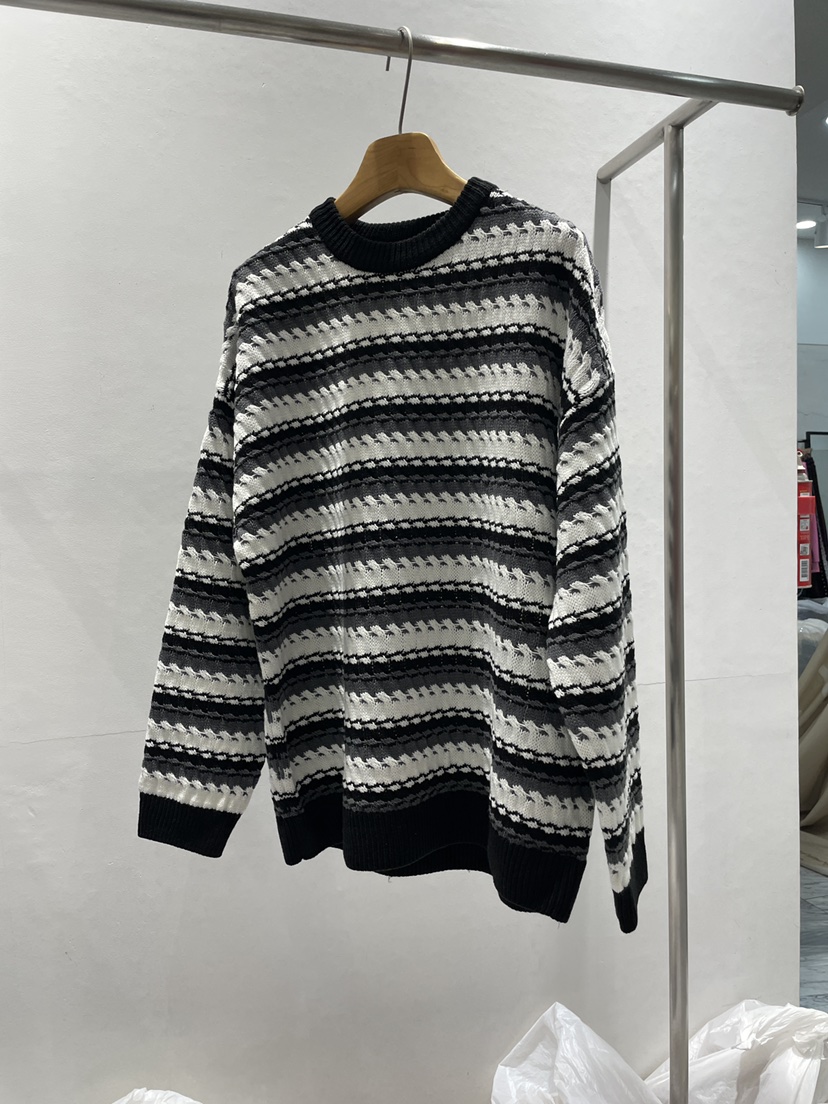 ALLVIBE韓國代購㊣女士新品職業25秋冬真品推薦熱賣針織衫條紋ALLVIBE針織衫圖色2