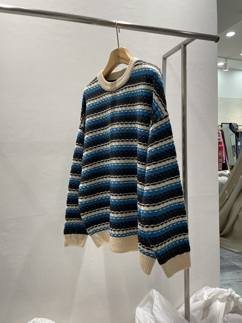 ALLVIBE韓國代購㊣女士新品職業25秋冬真品推薦熱賣針織衫條紋ALLVIBE針織衫圖色3