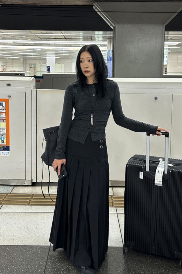 LIVE FOREVER東大門㊣代購女士新款人氣推薦休閑職業時尚長裙LIVE FOR_EVER長裙