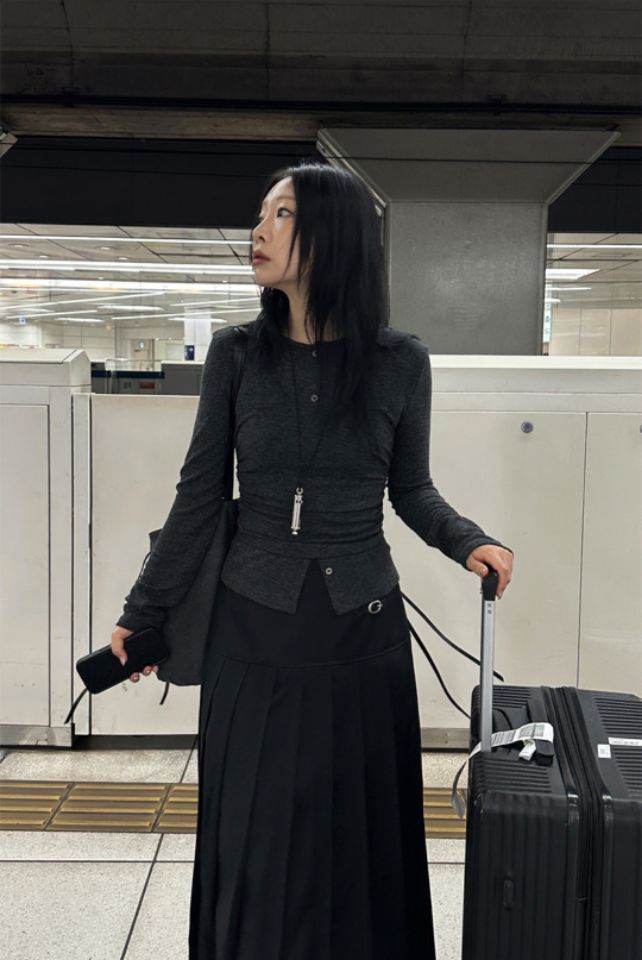 LIVE FOREVER東大門㊣代購女士新款人氣推薦休閑職業時尚長裙LIVE FOR_EVER長裙