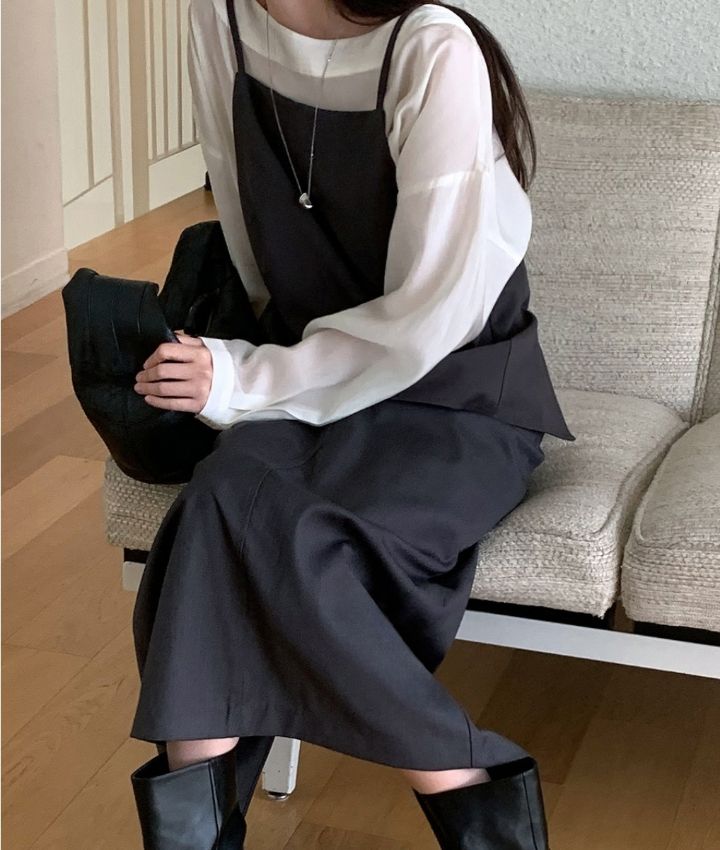 LIVE FOREVER東大門㊣代購女士新品真品熱賣職業人氣長裙系帶LIVE FOR_EVER長裙