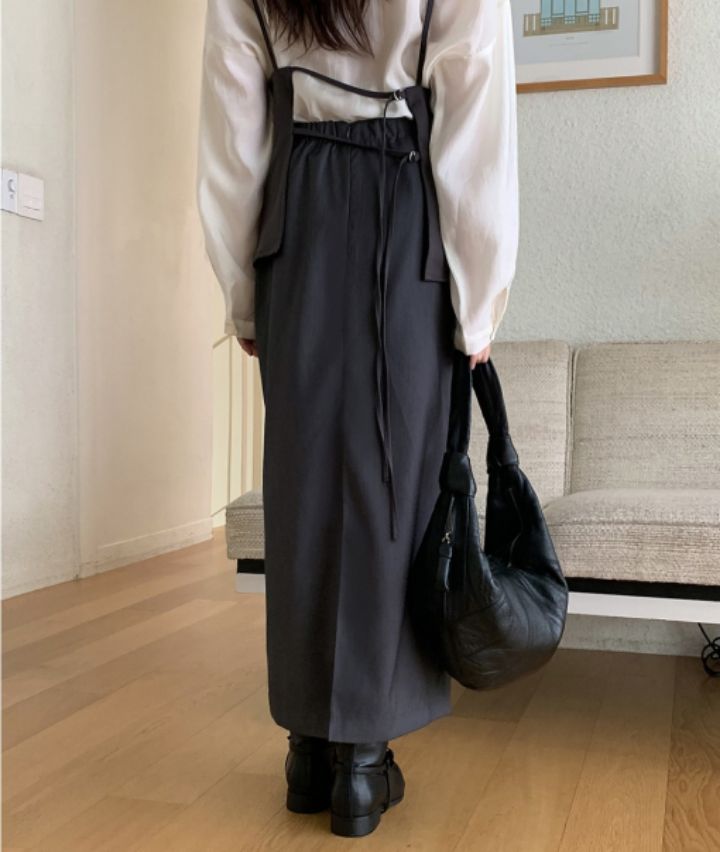 LIVE FOREVER東大門㊣代購女士新品真品熱賣職業人氣長裙系帶LIVE FOR_EVER長裙