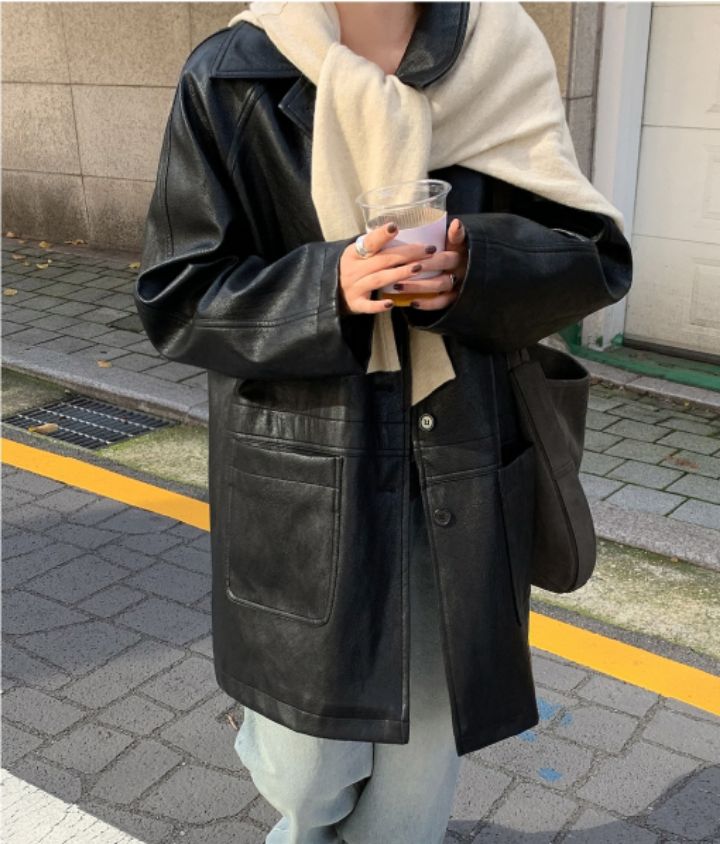 LIVE FOREVER東大門㊣代購女士新款人氣休閑職業中長款大衣絨LIVE FOR_EVER中長款大衣