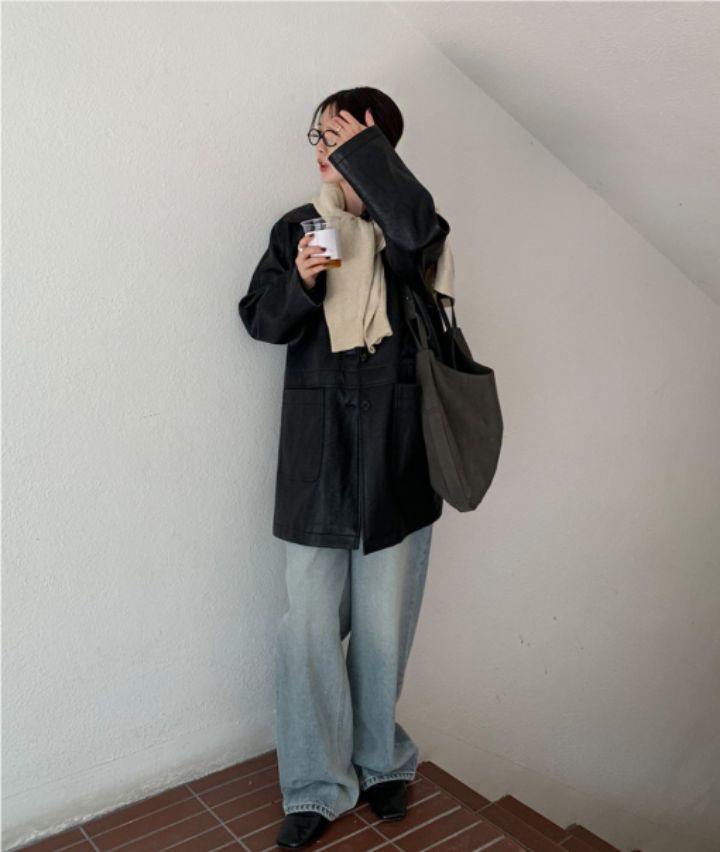 LIVE FOREVER東大門㊣代購女士新款人氣休閑職業中長款大衣絨LIVE FOR_EVER中長款大衣