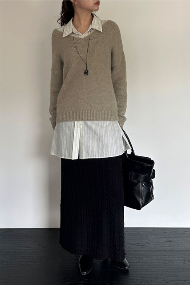 LIVE FOREVER韓國直郵㊣女士新品熱賣休閑人氣職業25秋冬長裙LIVE FOR_EVER長裙