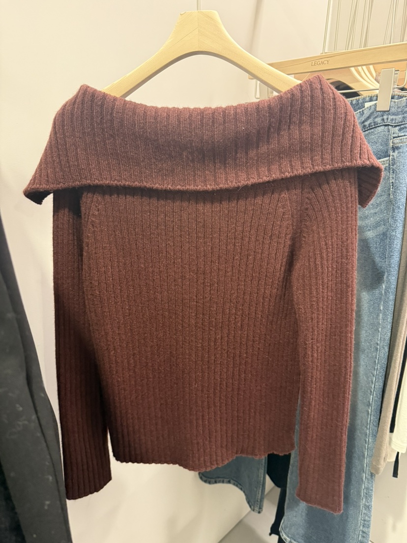 LEGACY韓國直郵㊣女士新款職業推薦休閑熱賣人氣針織衫露肩LEGACY針織衫