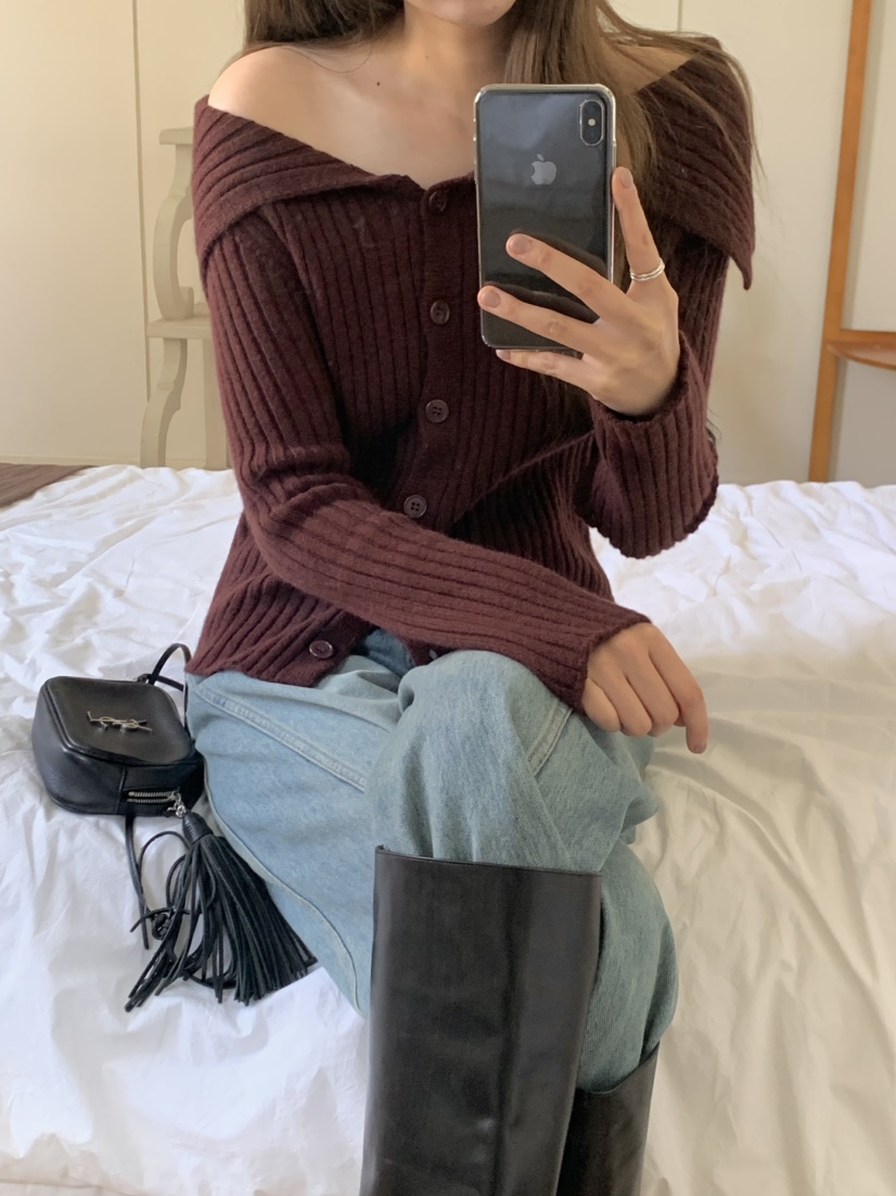 LEGACY韓國直郵㊣女士新款職業推薦休閑熱賣人氣針織衫露肩LEGACY針織衫