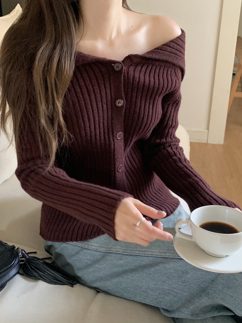 LEGACY韓國直郵㊣女士新款職業推薦休閑熱賣人氣針織衫露肩LEGACY針織衫