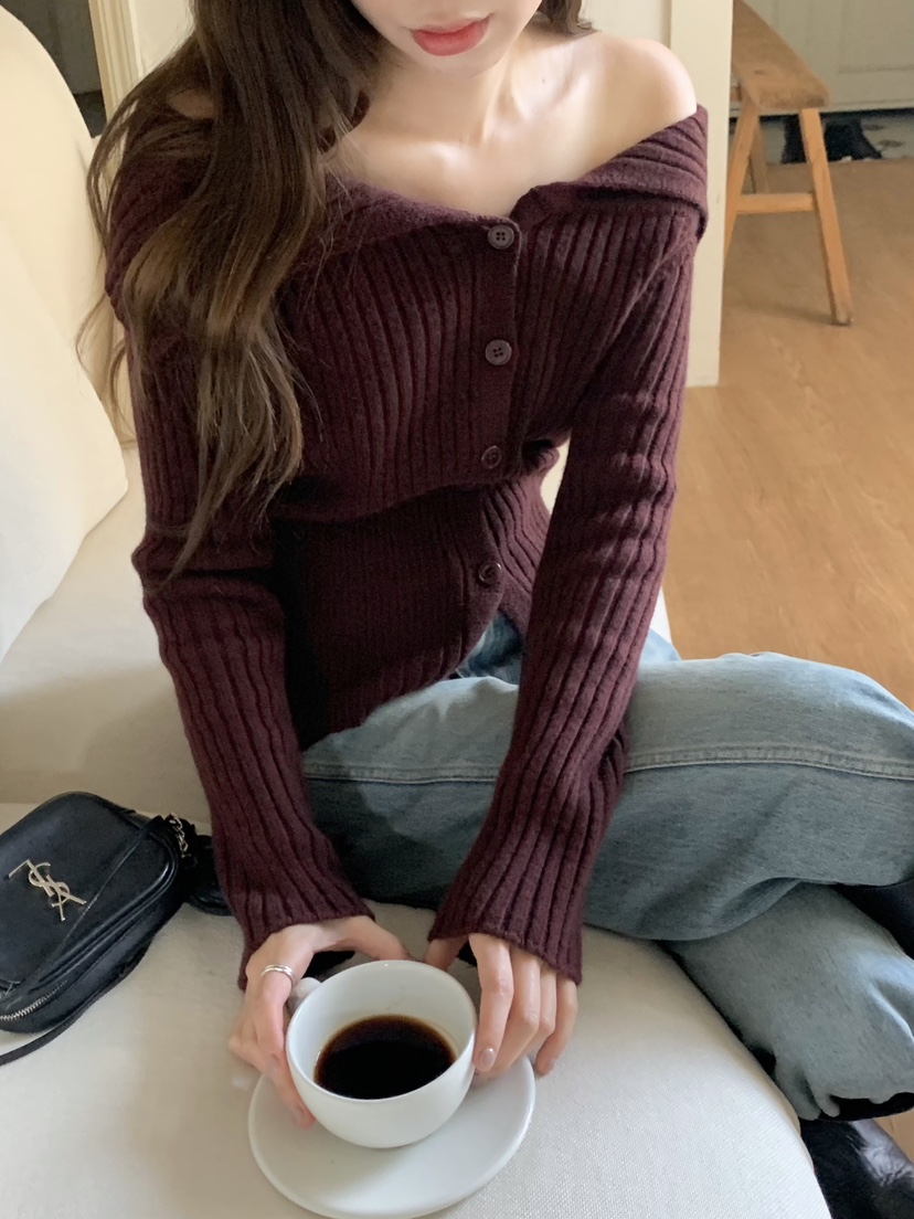 LEGACY韓國直郵㊣女士新款職業推薦休閑熱賣人氣針織衫露肩LEGACY針織衫