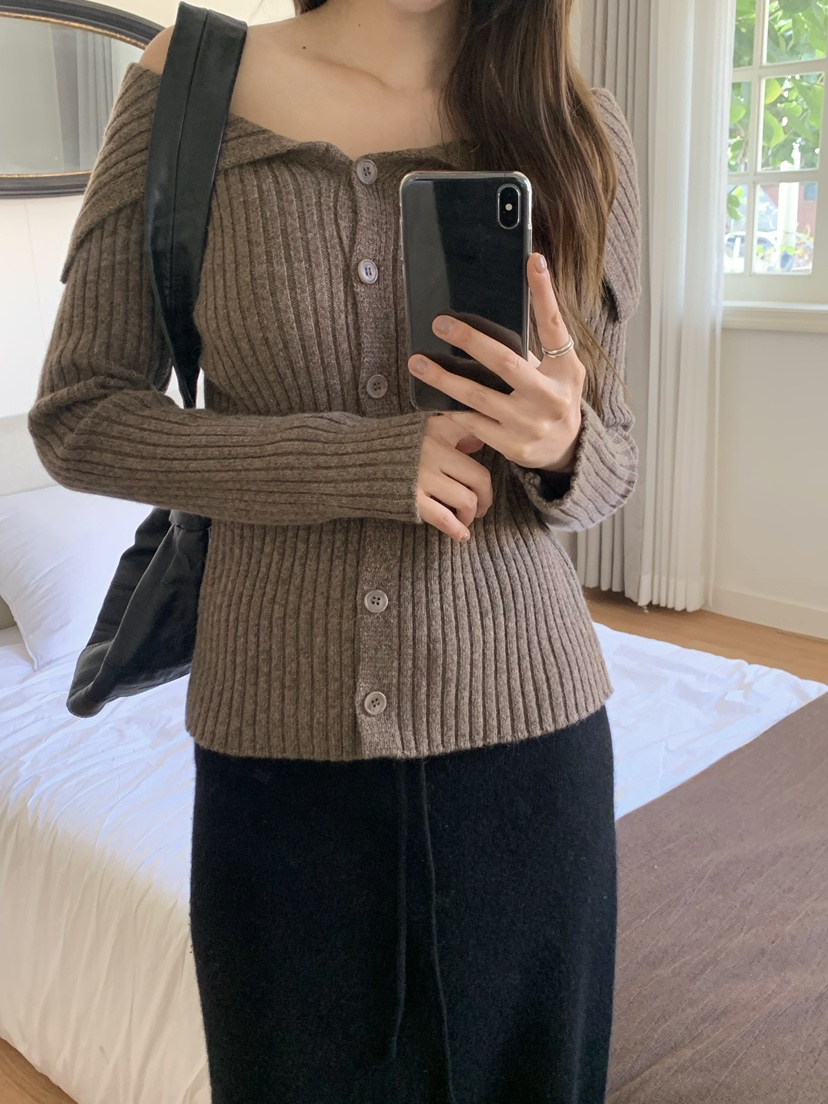 LEGACY韓國直郵㊣女士新款職業推薦休閑熱賣人氣針織衫露肩LEGACY針織衫